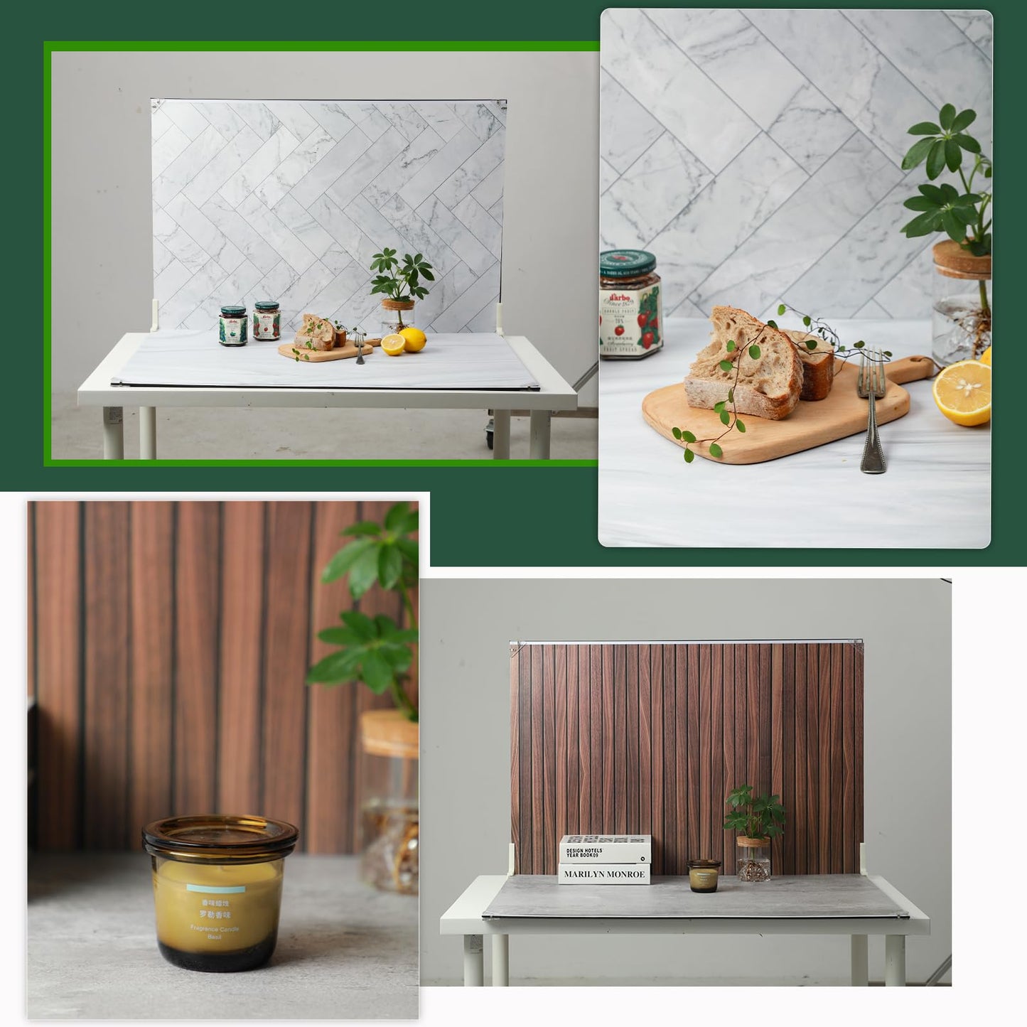 MDAOCRY Product Photography Backdrops, 23x35inch 10 Pcs 20 Patterns Photo Backdrop Board, Double-Sided Waterproof Flat Lay Background Paper for Food, Jewelry, Cosmetics