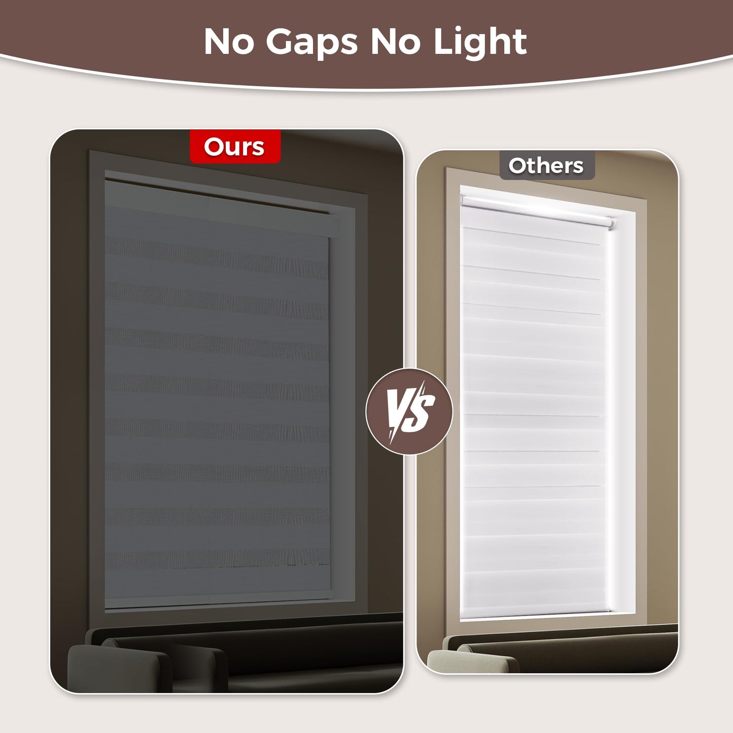 Allesin zen Cordless Zebra Blinds 22" W x 48" H White, Dual Layer Day and Night Shades, Room Darkening Blackout & UV Protection, Child & Pet Safe, Easy Install, Home Office Window Treatment
