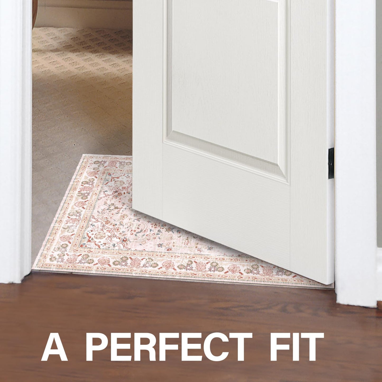 Vhong Pink Area Rugs Washable Boho Vintage Modern Neutral Small Carpet 2×3 Doormat for Bathroom Kitchen Entryway Girls' Room Nursery Room Non Slip