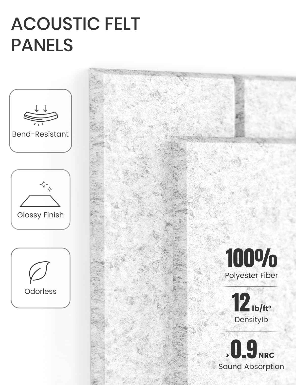 Fluxynara Large Felt Bulletin Board 48" x 36" Cork Board Alternative-12 Pack with 70 Safe Removable Adhesive Tabs, Cork Boards for Walls Cork Board for Home Office Classroom Pin Board-Light Gray
