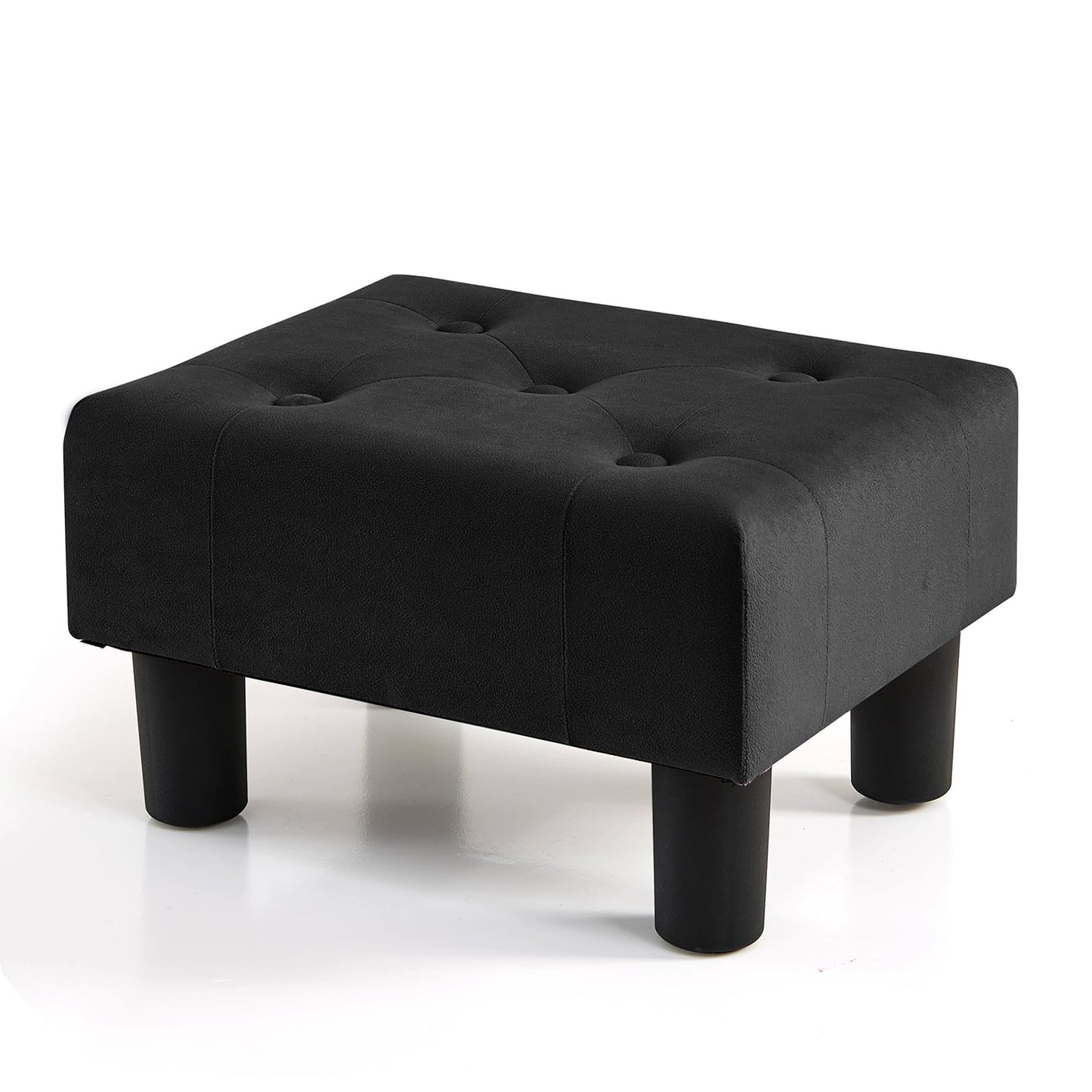 BRIAN & DANY Small Foot Stool, Velvet Foot Stools with Legs, Stable Small Footstool for Living Room, Black