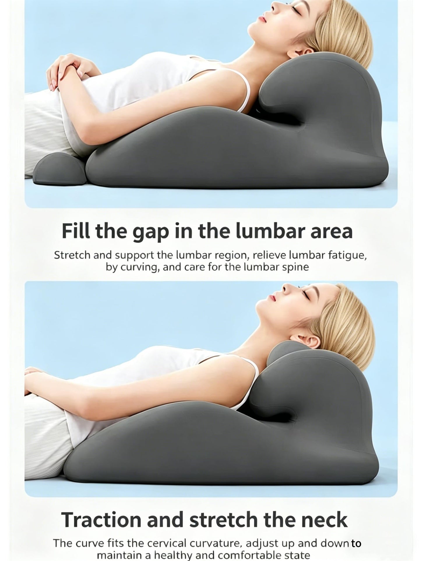 Memory Foam Hook‑Shaped Curved Wedge Pillow, Upgraded Firm Support for Back Pressure Relief & Leg Elevation, Multi‑Angle Posture Support for Reading, Gaming & Lying on Bed (Dark Gray)