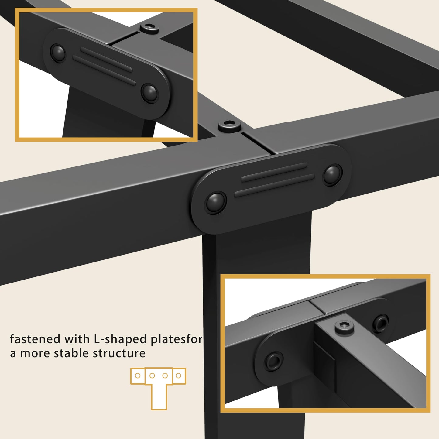 Vengarus Metal Bed Frame,Full Size Bed Frame with Headboard,Structurally Stable, Heavy Duty Steel Slat Supported,Under Bed Storage,No Box Spring Needed,14 Inch,Black