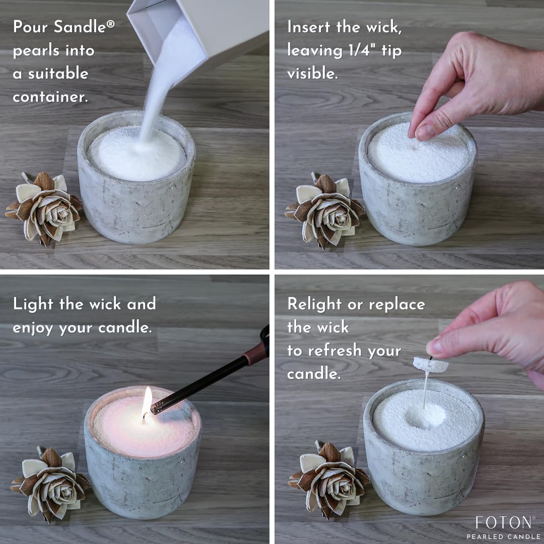 Foton Sandle Pearled Candle 10 Oz – Clean Laundry, Non Toxic Luxury Long Lasting Sand Candles up to 120 Hours - Refillable Candle Sand with 15 Wicks for Candles Making