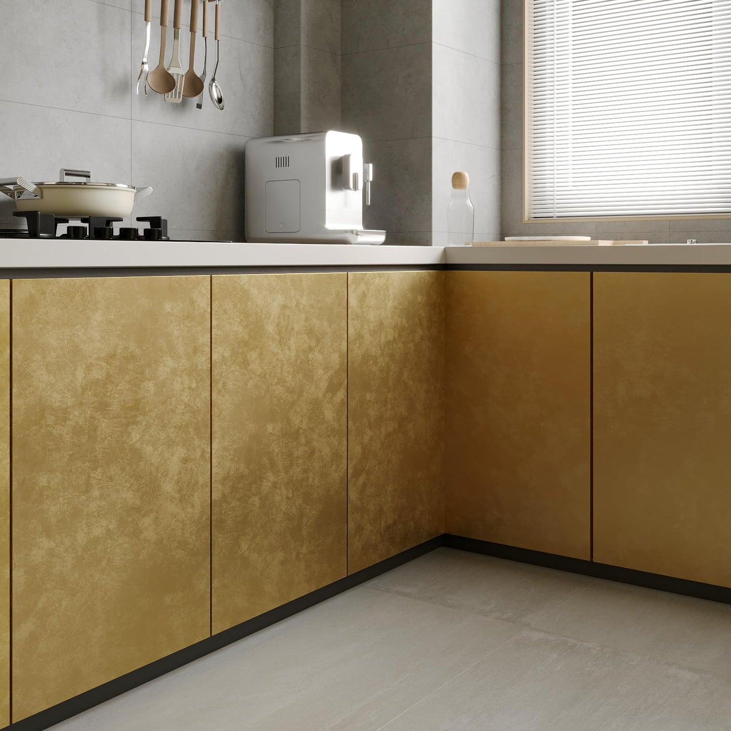 CHIHUT Bright Gold Metallic Wallpaper Peel and Stick Self Adhesive Luxury Removable Contact Paper for Accent Walls Furniture Cabinets Waterproof Vinyl Wrap Texture Gold Wallpaper for Bedroom 12"x100"