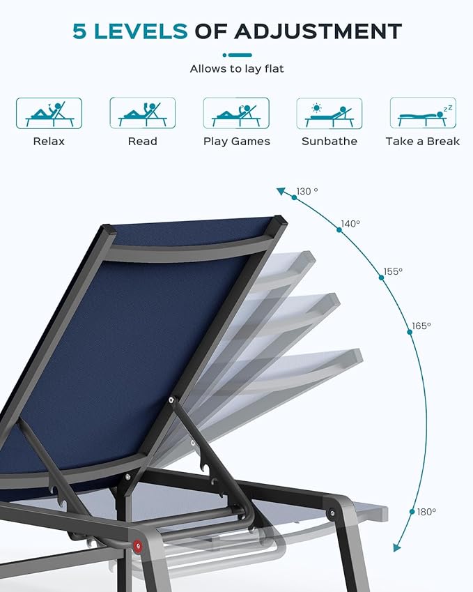 Ciokea Aluminum Foldable Lounge Chairs Set of 4