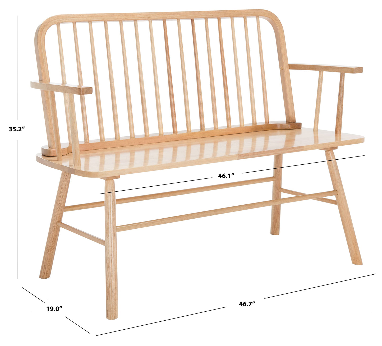 SAFAVIEH Home Collection – Lucilia Spindle Bench, Natural Solid Wood Entryway or Dining Bench, Windsor Style Seating (BCH8501A)