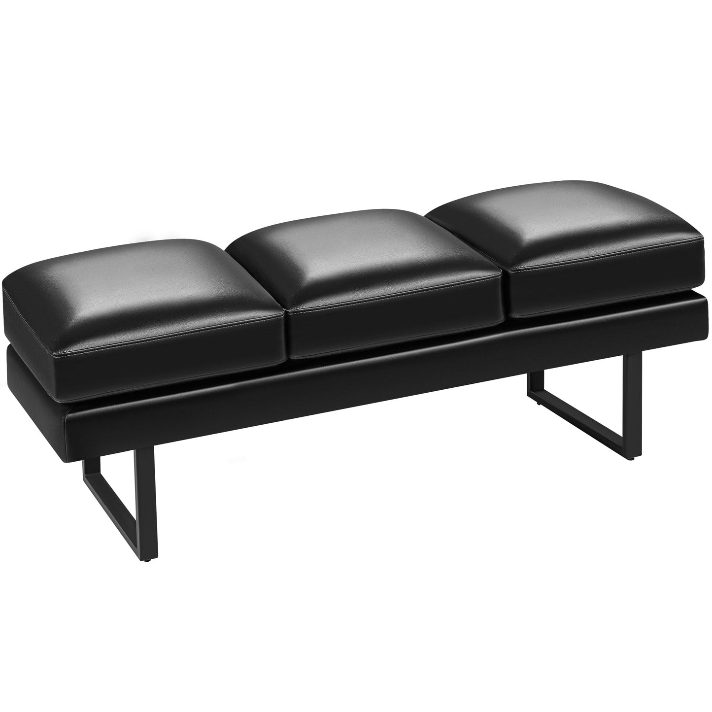 Shahoo Waiting Room Bench, Heavy-Duty Leather Reception Chairs with Metal Legs, Office Guest Chairs for Guests, Home Conference Lobby Area, 60 Inch, Black
