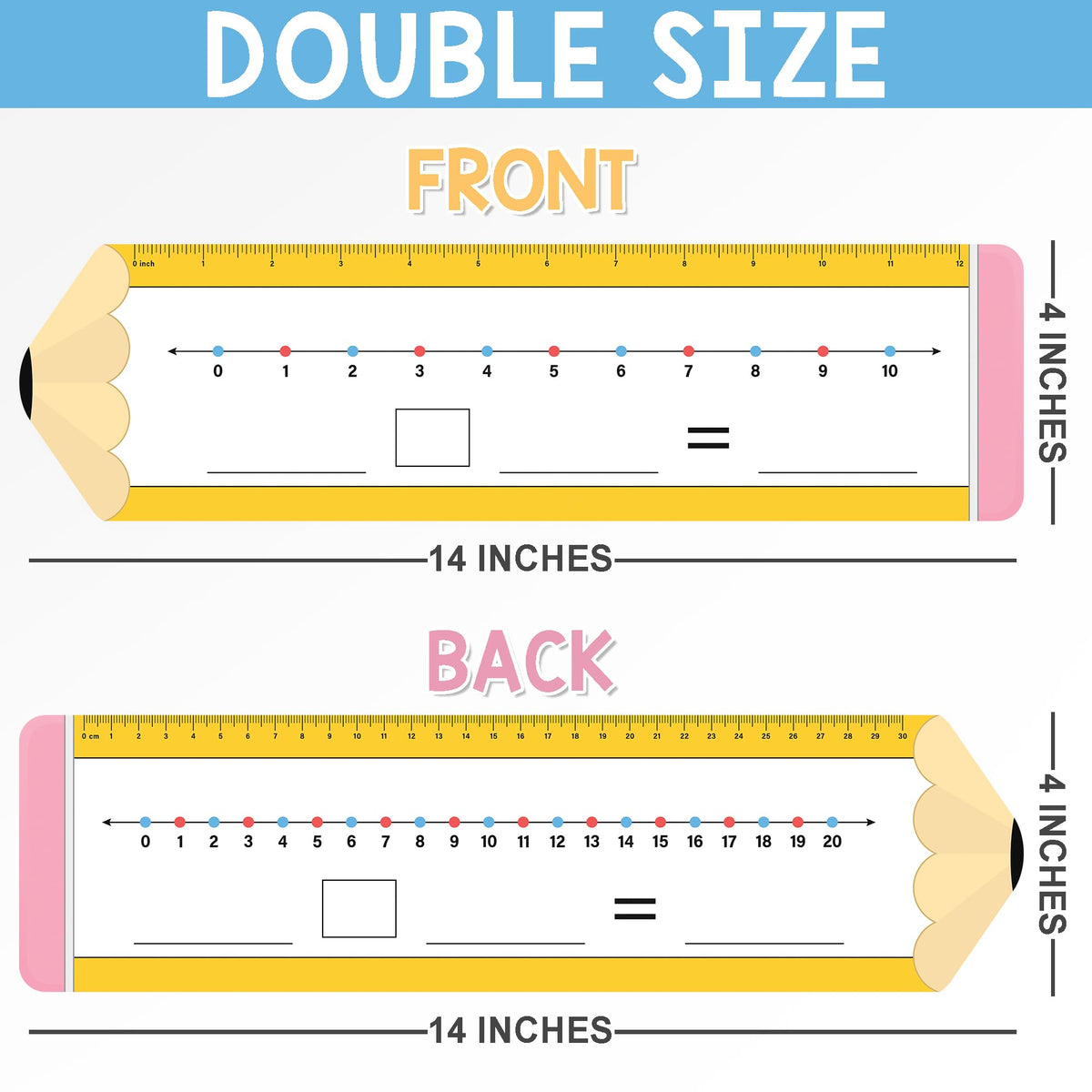 BrightenKidz 26 Pack Pencil Shape Number Line Dry Erase Boards 14"x4" Math Manipulatives for Kindergarten, Students, Classroom Must Haves