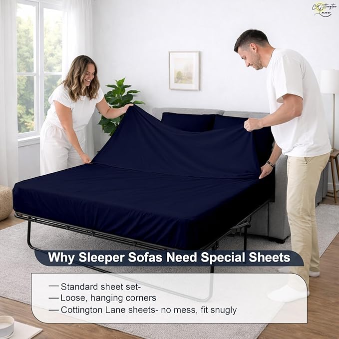 Cottington Lane Sleeper Sofa Sheets Queen Size, 4 Piece Premium Quality 100%