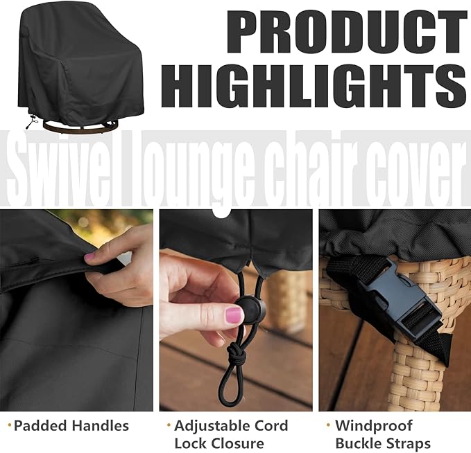Outdoor Swivel Lounge Chair Cover, Waterproof Heavy Duty Outdoor Chair Covers