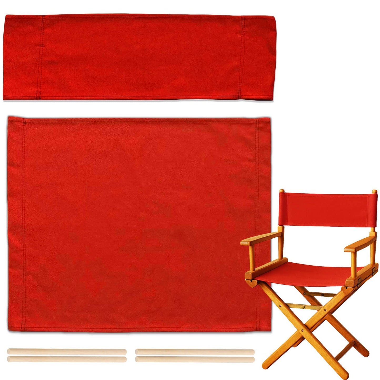 STAY GENT Director's Chair Canvas Replacement Kit 21" L x 8" W - 21" L x 16.5" W Replacement Canvas Durable Cotton Canvas Seat & Back Covers for Home,Model Artist,Makeup,Show Dressing Room, 1 Set Red