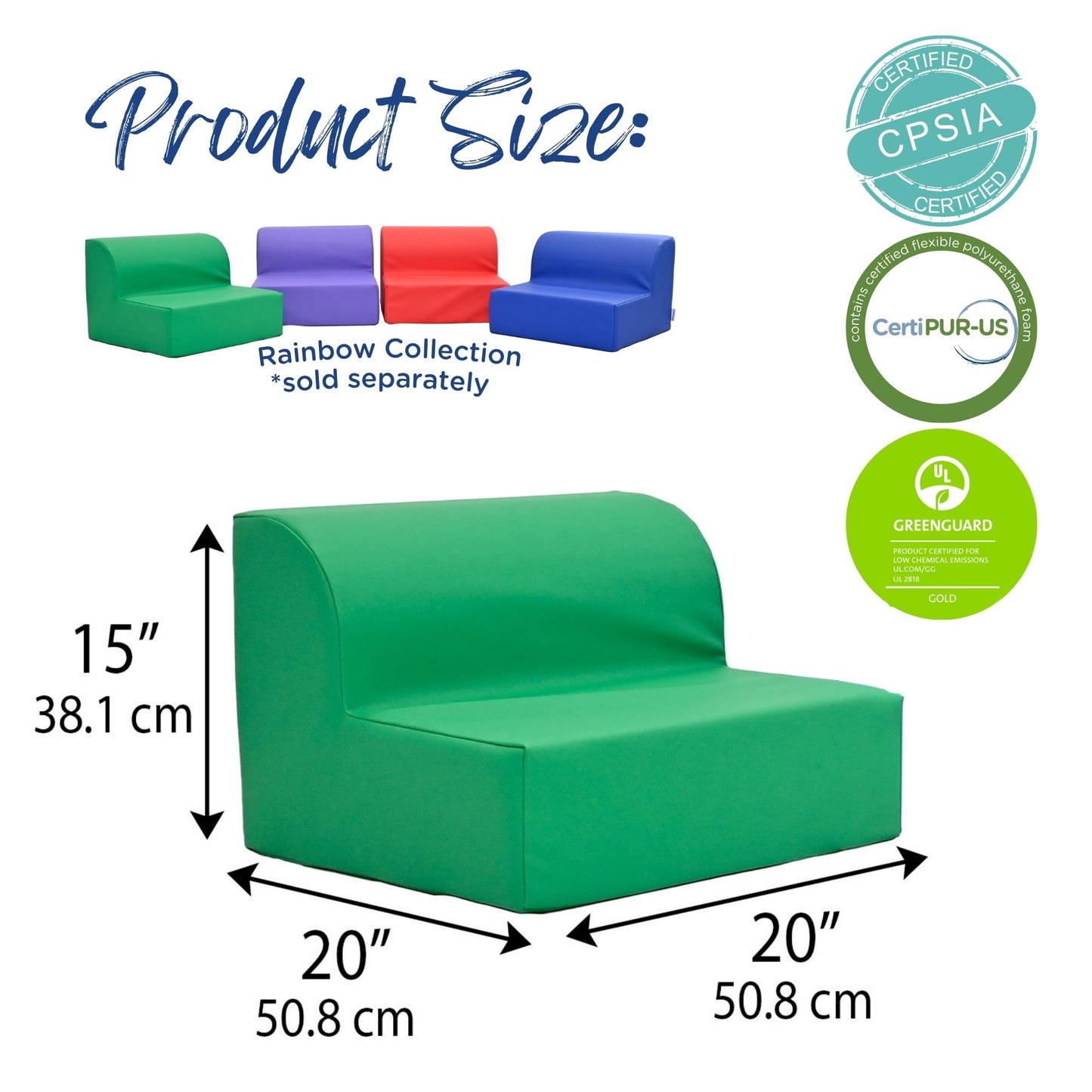 Children's Factory Library Lounger, Flexible Seating Classroom Furniture, Comfy Kids Chairs, Green, Single Lounger
