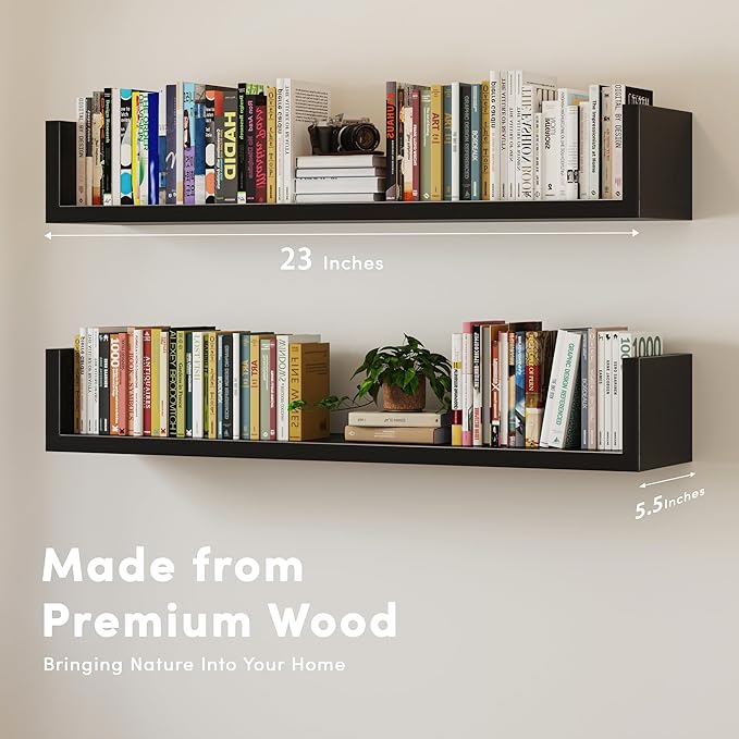 Wall Bookshelf, U Shaped Floating Bookshelf, Hanging Bookshelves