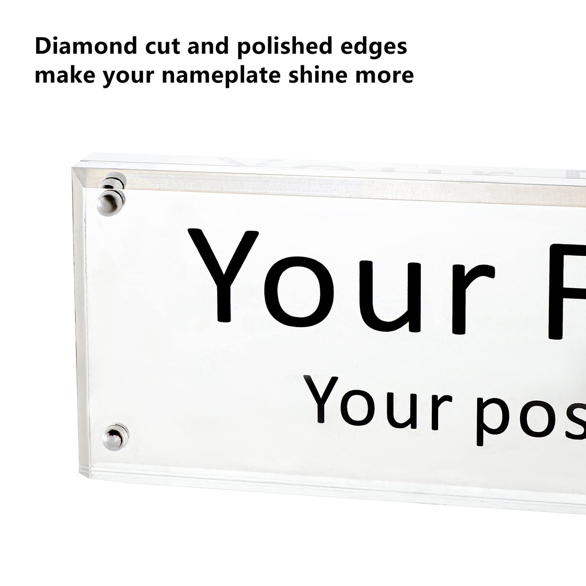 IEEK Acrylic Desk Name Plate, Clear Acrylic Block Nameplate Double Sided Holder, DIY Personalized Name, 2.5x10 Inch