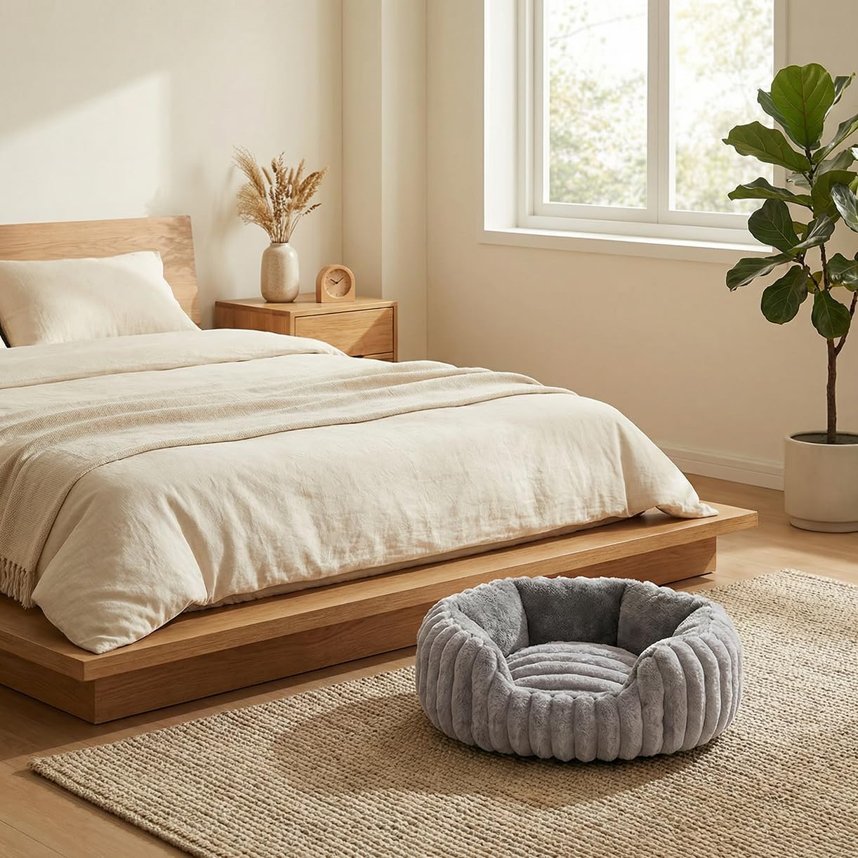 Donut Dog Bed, Cat Bed Kitten Bed, Washable Round Cat Beds for Indoor Cats, Soft Thickened Kitten Beds for Indoor Kittens, Anti-Anxiety Calming Pet Bed with Non-Slip Bottom (Small)