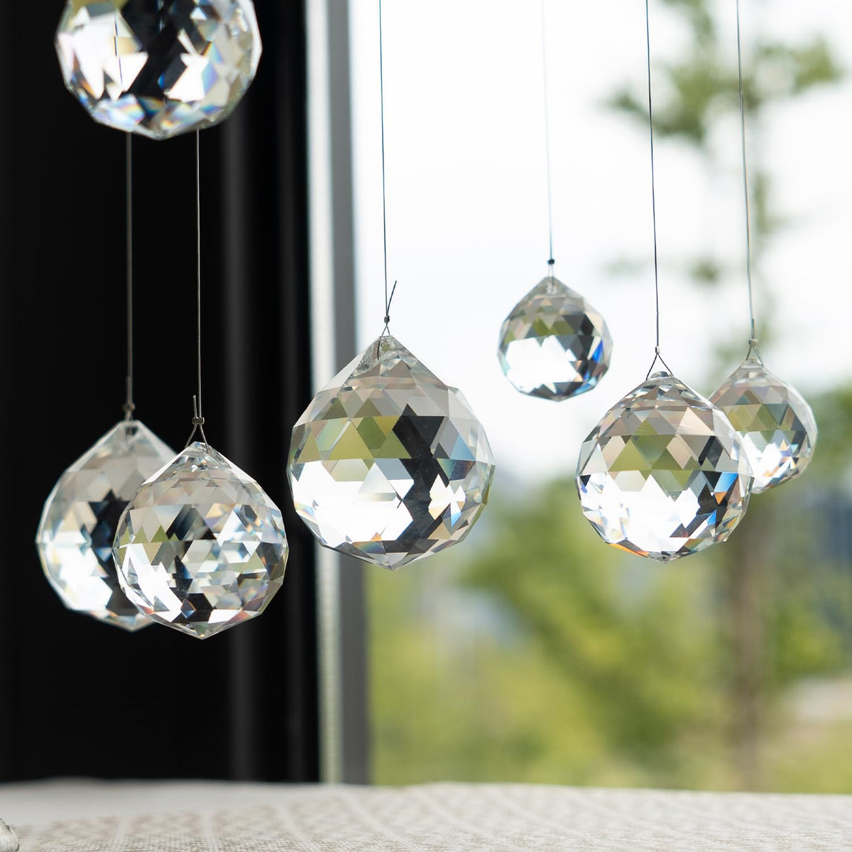 20mm 30mm 40mm Clear Crystal Ball Prism Suncatcher - 13 Pack K9 Glass Hanging Crystals Beads for Sun Catchers DIY Home Garden Window Wedding Party Christmas Decor