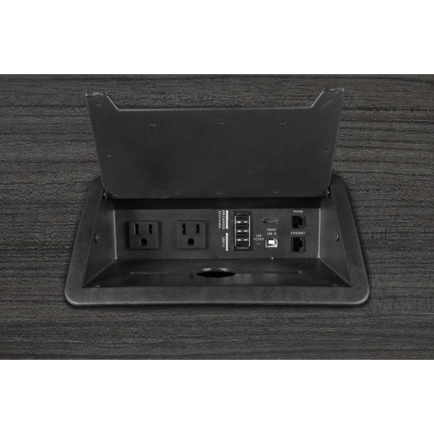 Regency Legacy 10 ft Racetrack Laminate Conference Table with 1 Charging Port, Durable Construction, Scratch-Resistant Surface, and Modern Design for Professional Office Workspaces - Ash Grey
