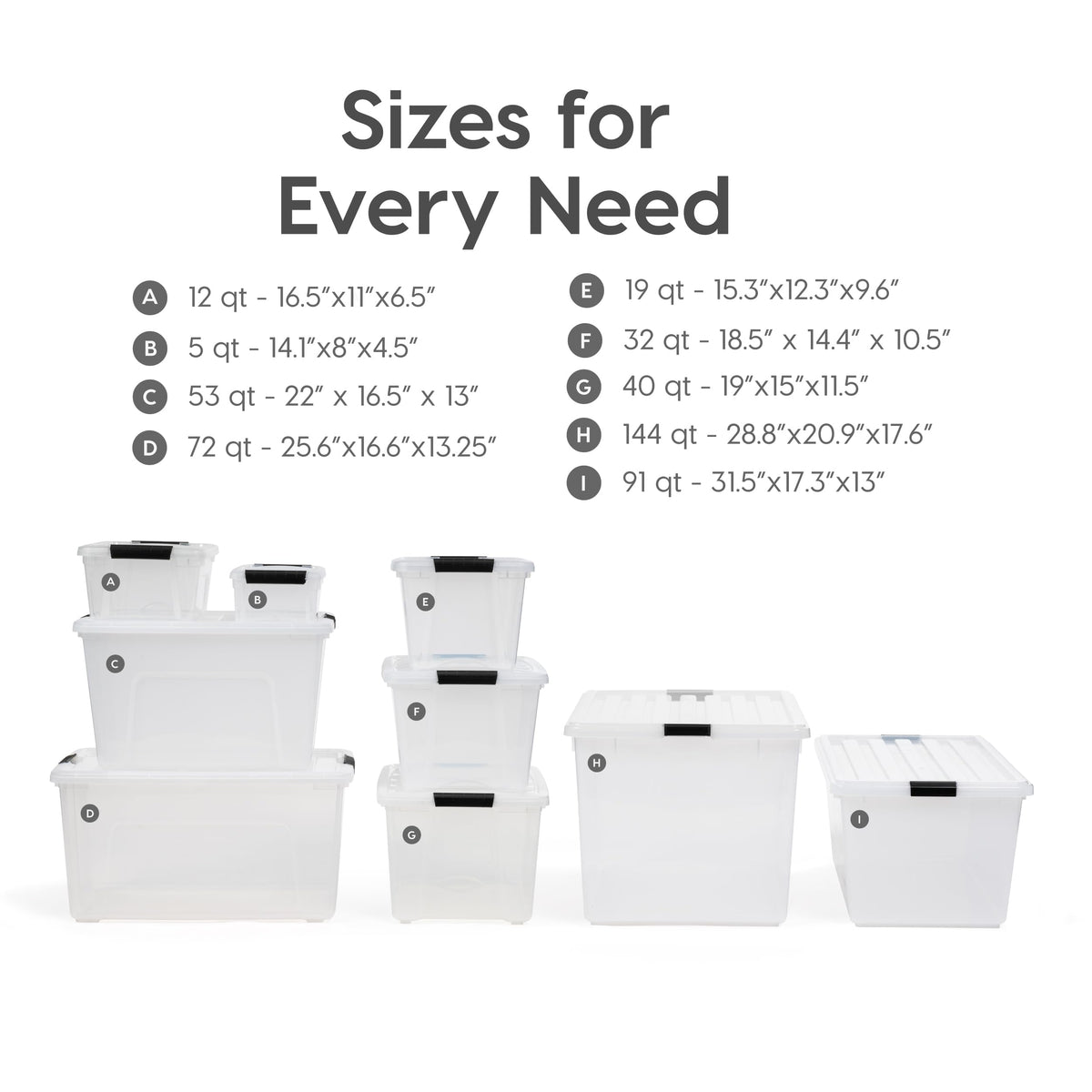 IRIS USA 54 Qt Stackable Plastic Storage Bins with Lids, 6 Pack - BPA-Free, Made in USA - See-Through Organizing Solution, Latches, Durable Nestable Containers, Secure Pull Handle - Clear