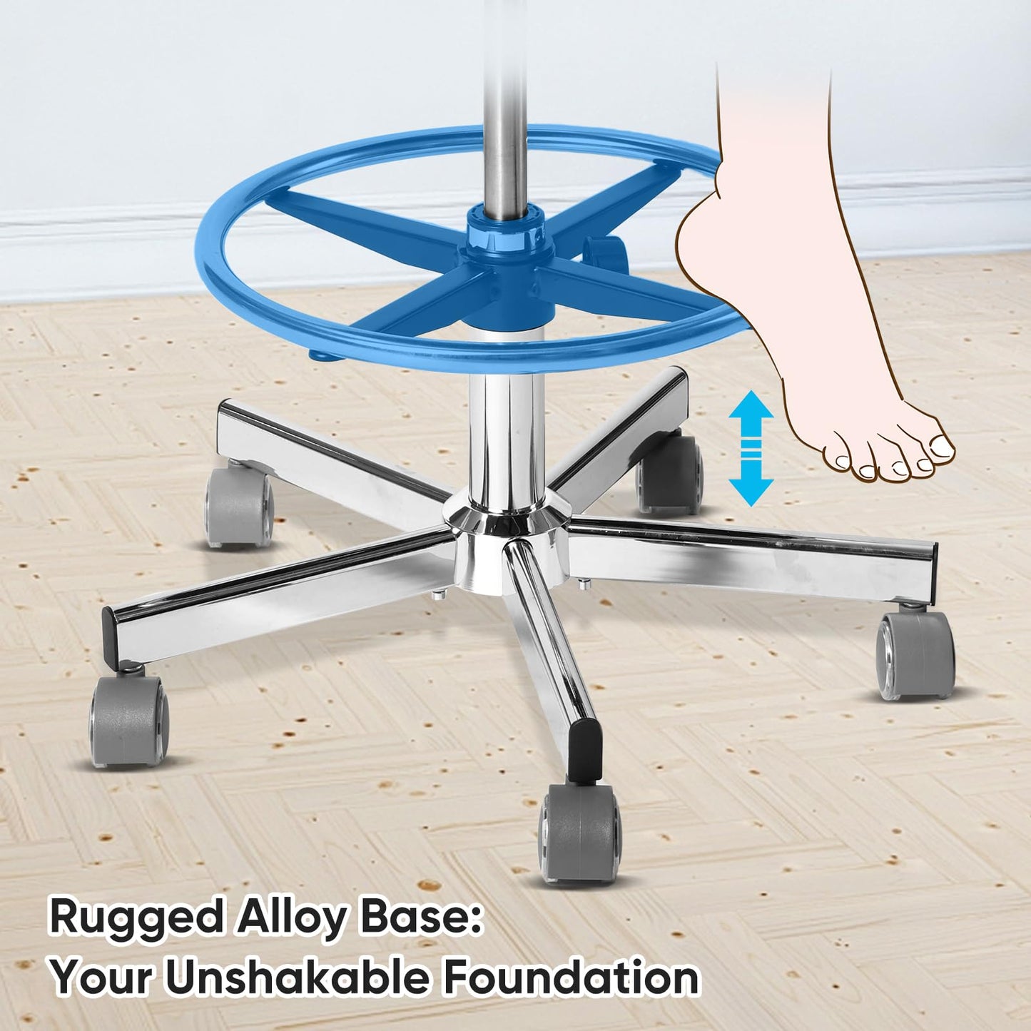 Adjustable Rolling Stool with Wheels & Adjustable Foot Ring, Office Drafting Chairs,Rolling Adjustable Stool,Heavy Duty Rolling Chair for Office Home Work Spa Studio Lab Counter Salon Bar Kitchen Shop