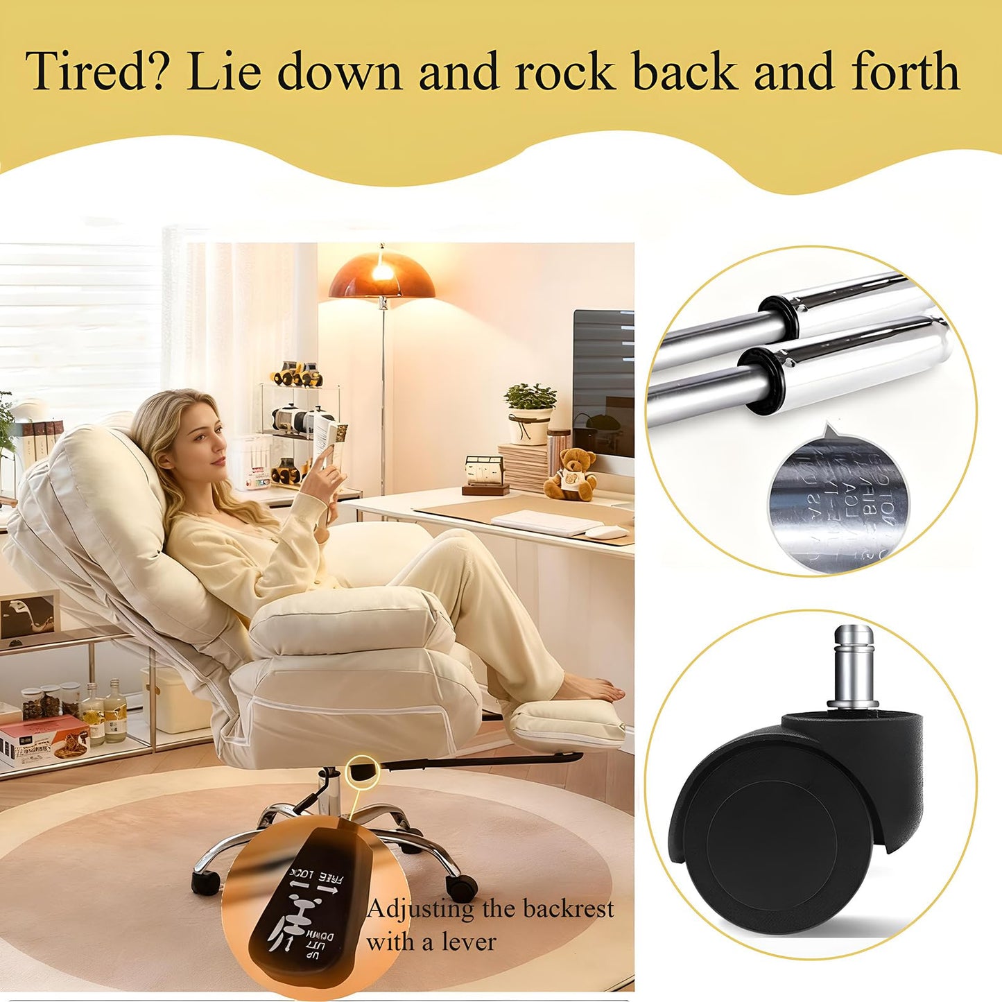 Lazy Sofa Gaming Chair,with Retractable Footrest 360 Swivel Study Chair Lift Computer Gaming Chair Ergonomic Office Chairs Reading Chair for Living Room Bedroom Office