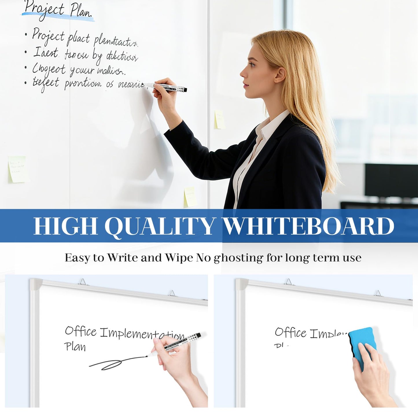 AMUSIGHT 60" x 36" Double-Sided Large White Board, Foldable Magnetic Whiteboard Dry Erase Portable Wall Hanging Whiteboards for Home, School, Office