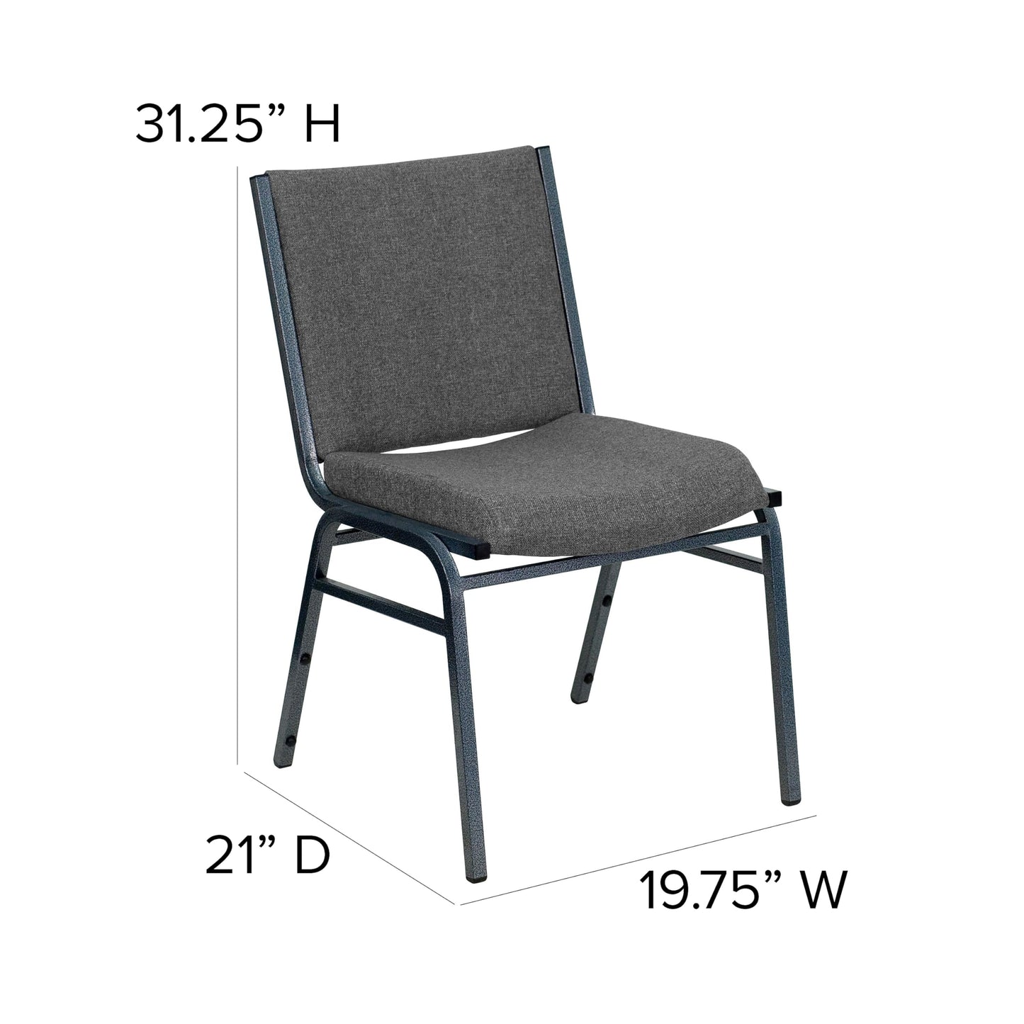 Flash Furniture HERCULES Series Heavy Duty Gray Fabric Stack Chair with Ganging Bracket