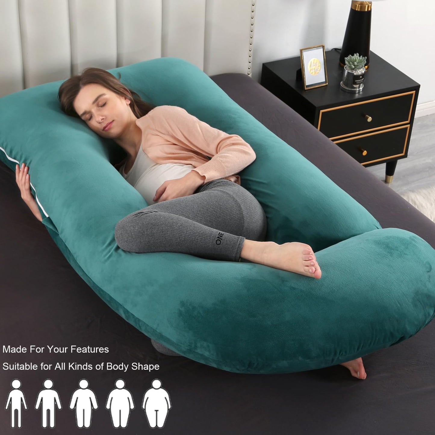 Victostar Pregnancy Pillow,57 inches U Shaped Maternity Pillow with Removable Cover Full Body Pillow Support for Back, HIPS, Legs, Belly