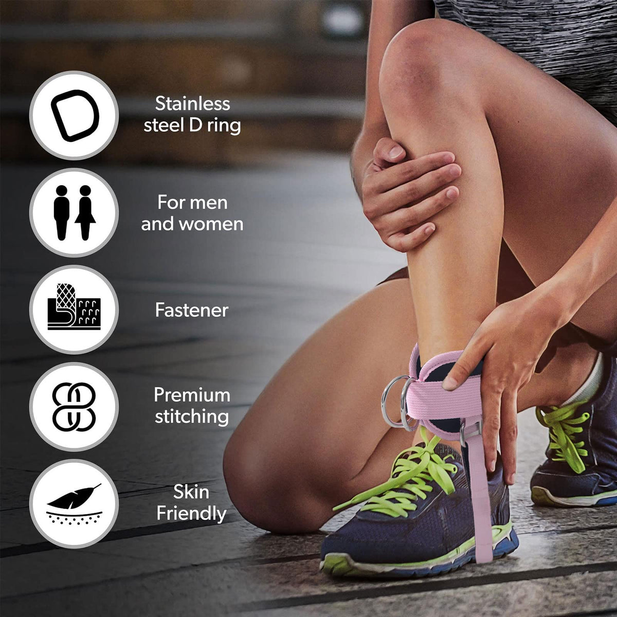 LAVVON Ankle Straps for Cable Machines Kickbacks - Adjustable Comfort Ankle Cable Attachments for Gym Ankle Cuff Cable Machine Glute Kickback Straps - Leg Extensions, Curls & Ankle Cuffs Women