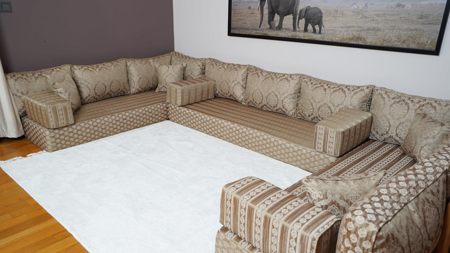 arabicsofa Traditional Arabic Floor Seating Couch – Handmade Moroccan Style Floor Cushions for Guest Room
