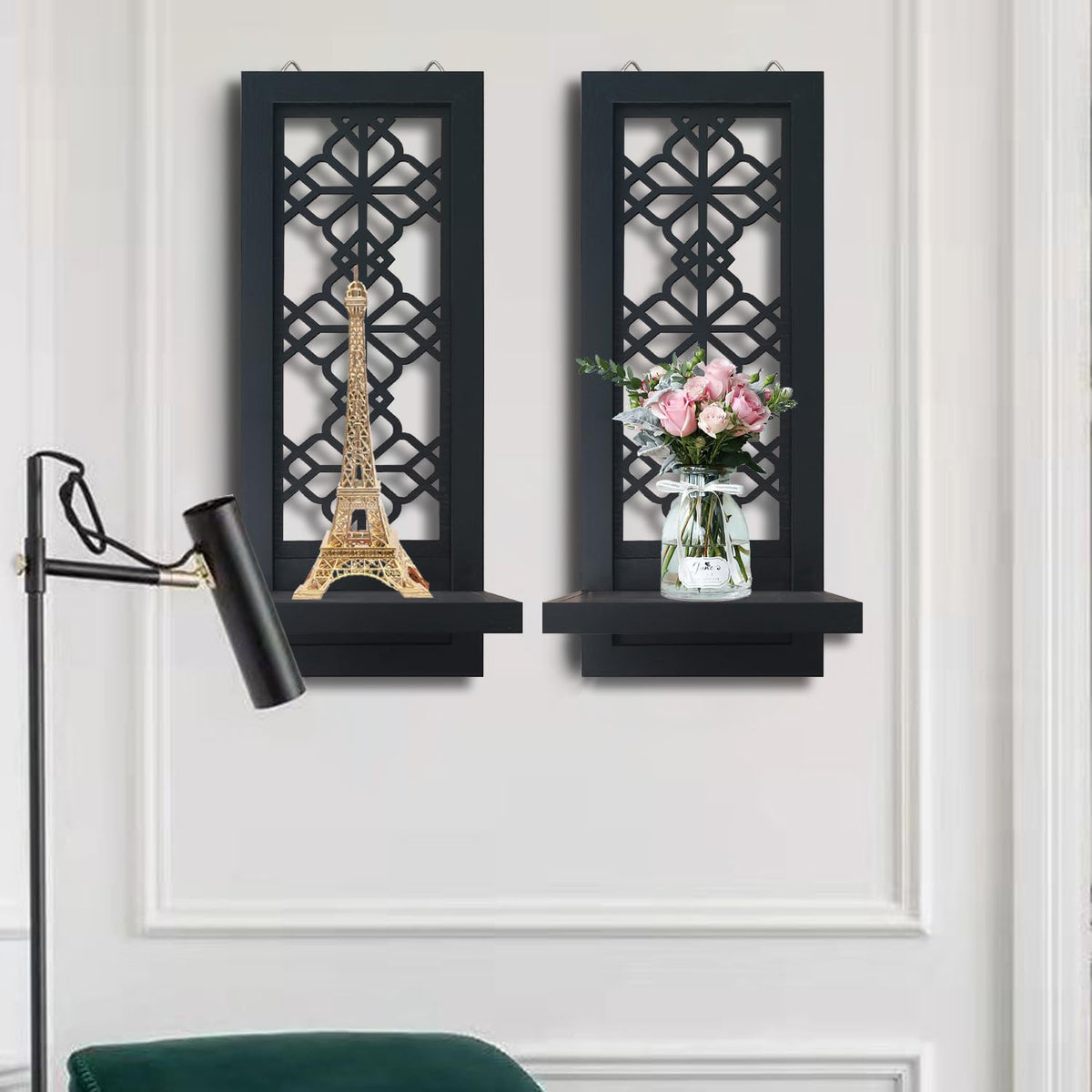 ZOLAPI Set of 2 Candle Sconces, Farmhouse Accent Wall Sconce, Black Candle Holder Wall Decorations for Home Décor, Living Room, Dining Room.(15 x6 in)