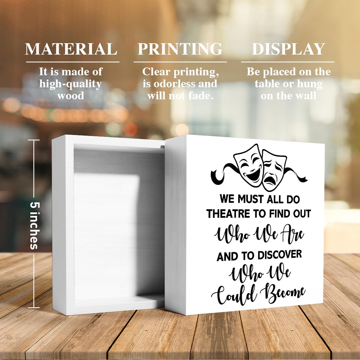 Theater Gifts Musical Theatre Gifts for Theater Lover Actor Actress Director Performers Home Office Room Desk Decor Wooden Box Sign