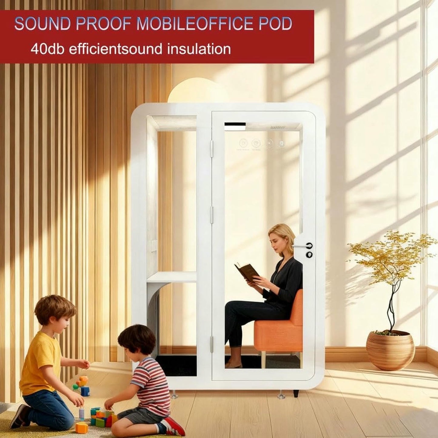 BTOIASYHF Soundproof Office Pod Booth, Mobile Private Meeting Booth, Noise Reduction Work Cubicle, Privacy Booth for Private Phone Calling, with LED Light