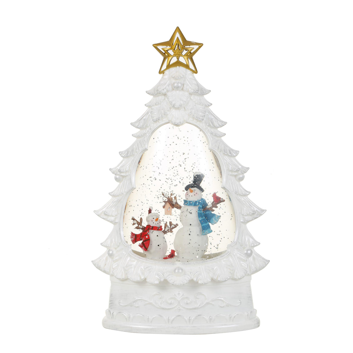 Snowman's Christmas Musical Snow Globe Lamp | Battery Operated and USB Powered LED Lighted Swirling Glitter Water Lantern for Tabletop Home & Christmas Decoration