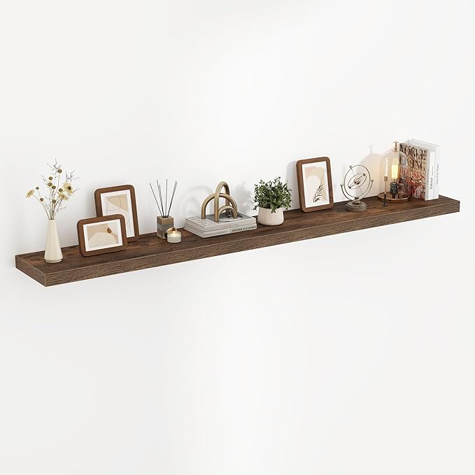 Acovy 72 Inch Floating Shelves, 3D Textured Wood Grain, Wooden Shelves