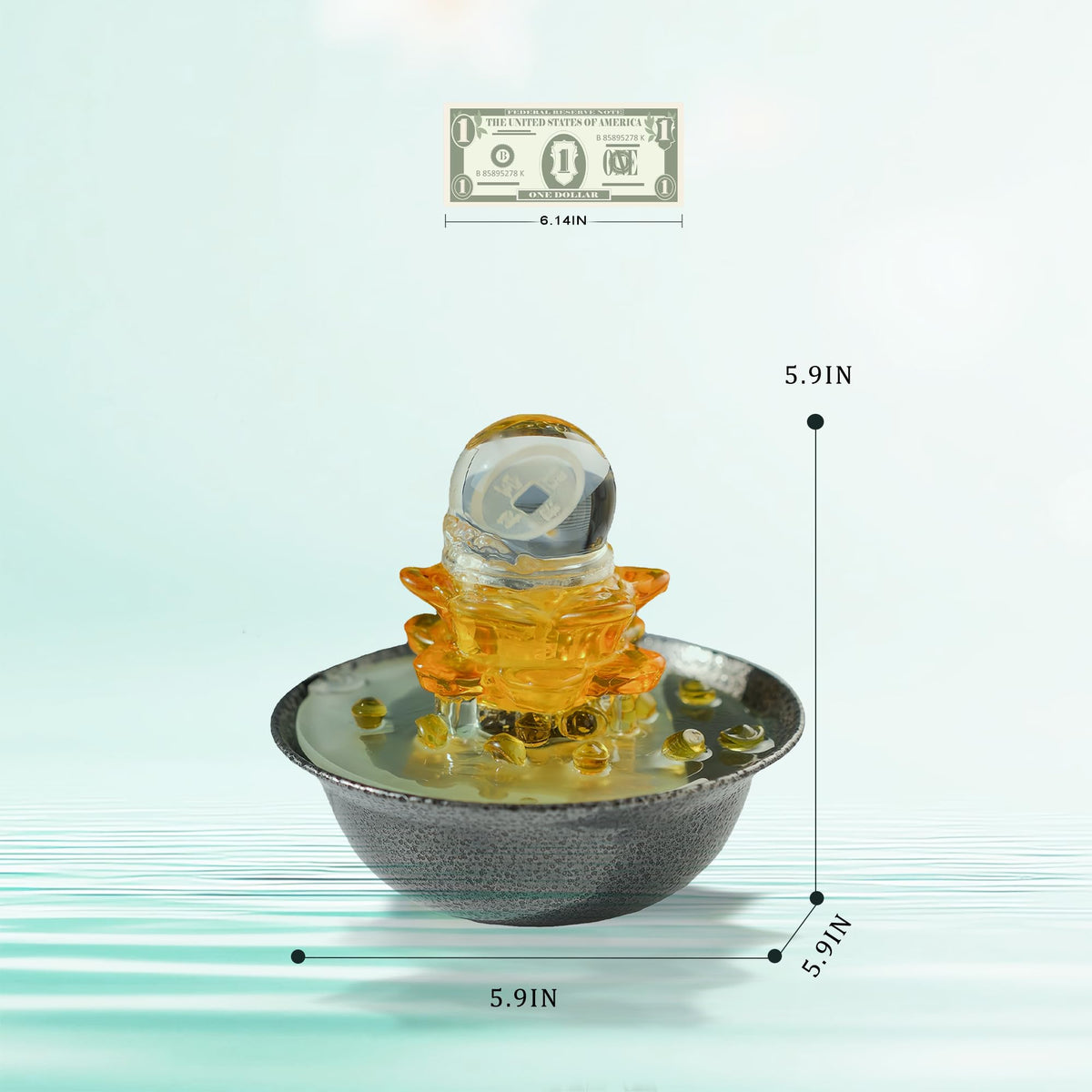 Tabletop Fountain, Waterfall Fountain Indoor, Treasures Shape Fountain Decor, Zen Relaxation Table Fountain,Glass Desktop Fountain for Living Study Room, Tea Room, Office, Yoga Room, Beauty Club