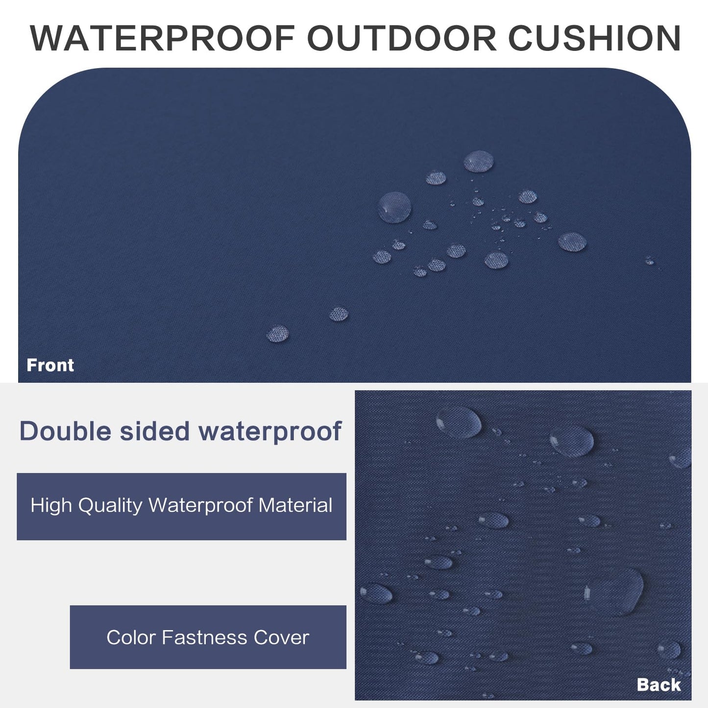 YIJIAN HOME Outdoor Bench Cushion 48x18 Inch Waterproof with Memory Foam,Patio Bench Cushions for Outdoor/Indoor Furniture Porch Swing Cushion with Handle and Adjustable Strap,Navy Bule