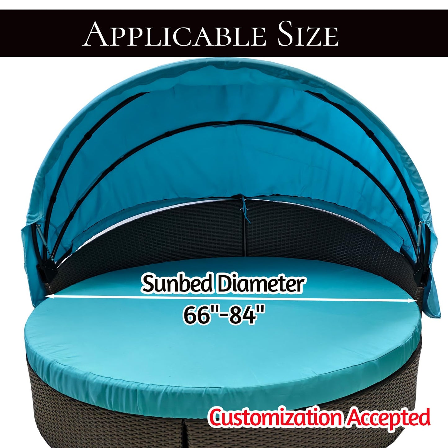 TQ369SM 66" Round Daybed Canopy Replacement Fabric Patio Rattan Wicker Sunbed Top Canopies Cloth Easy Installation（No Frame (Coffee, 66canopy)