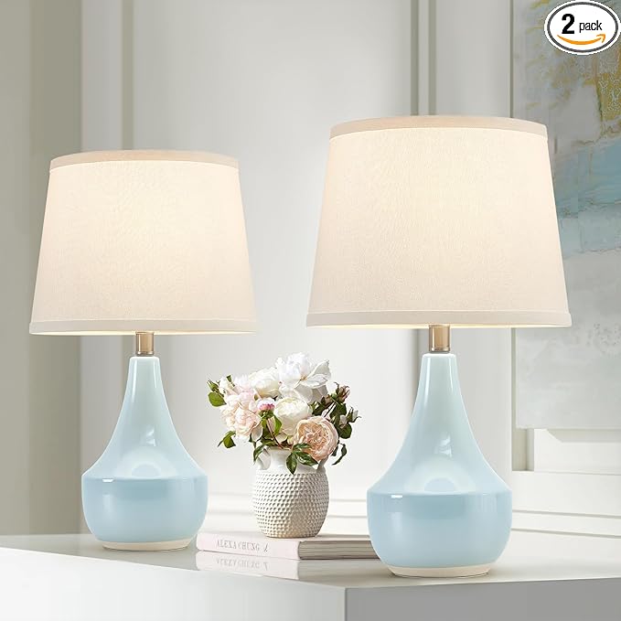 GyroVu 18" Table Lamp Set of 2, Ceramic Lamp Classic Beside Lamps Nightstand