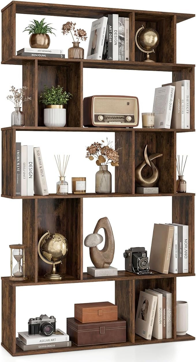 Giantex 5-Tier Bookshelf, 10-Cube Geometric Book Case