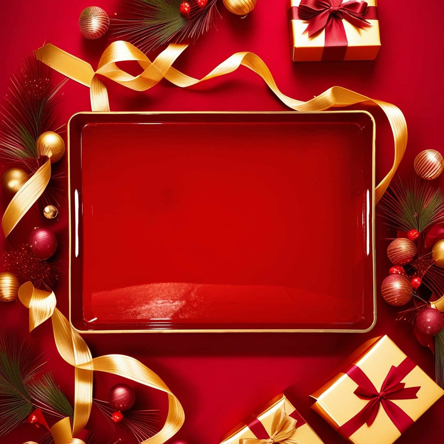 UOEKCS Large Red Tray, Elegant Plastic Coffee Table Tray for Ottoman, Home Decor, Living Room.16.7"*12"*1.6"
