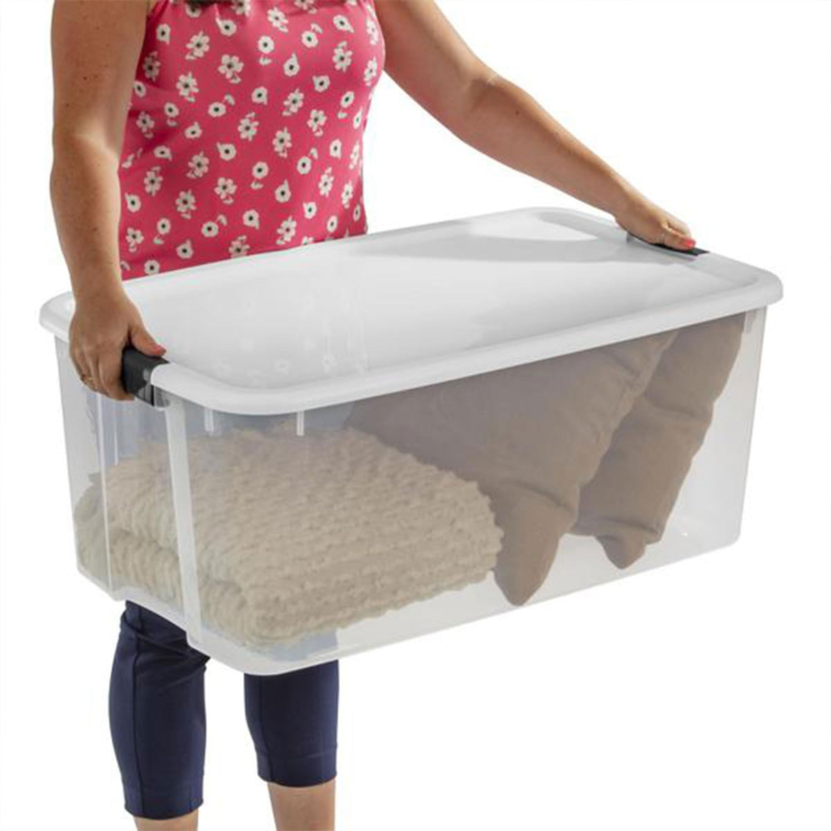Sterilite 4-Pack Ultra Latching Box, Storage Bins with Lids, Clear Plastic, 116 Quart - Heavy-Duty Organizing Containers for Closet, Bathroom, and Office
