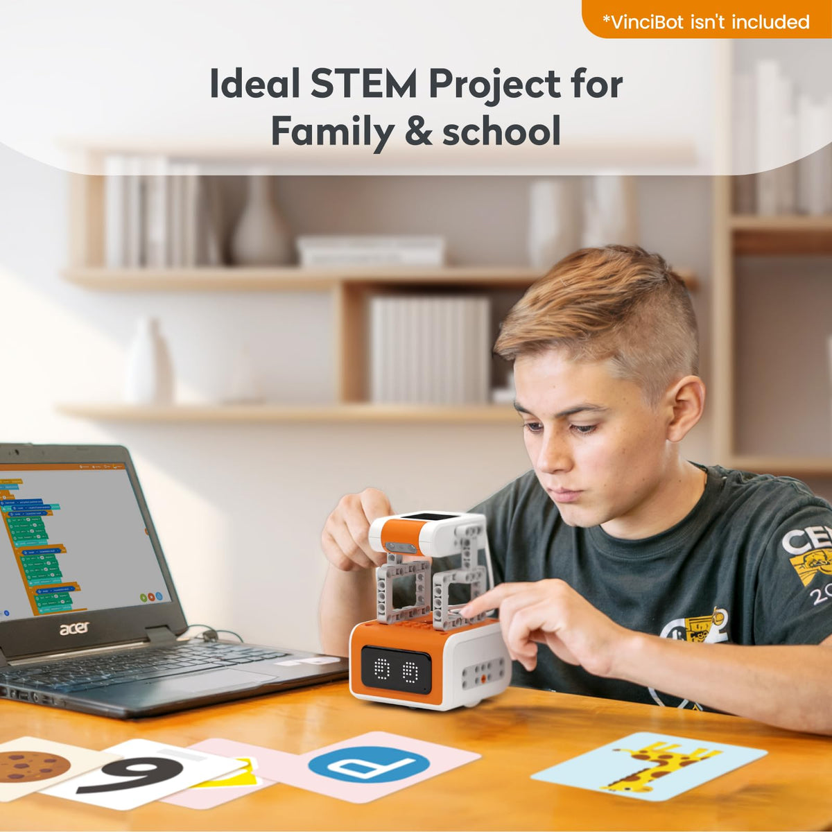 MatataStudio AI Vision Kit for VinciBot with a 180° Flip Camera, Programmable Screen and Modular Structure Can Add 7 Visual Functions, for Beginners and Advanced Learners of AI from 8-12