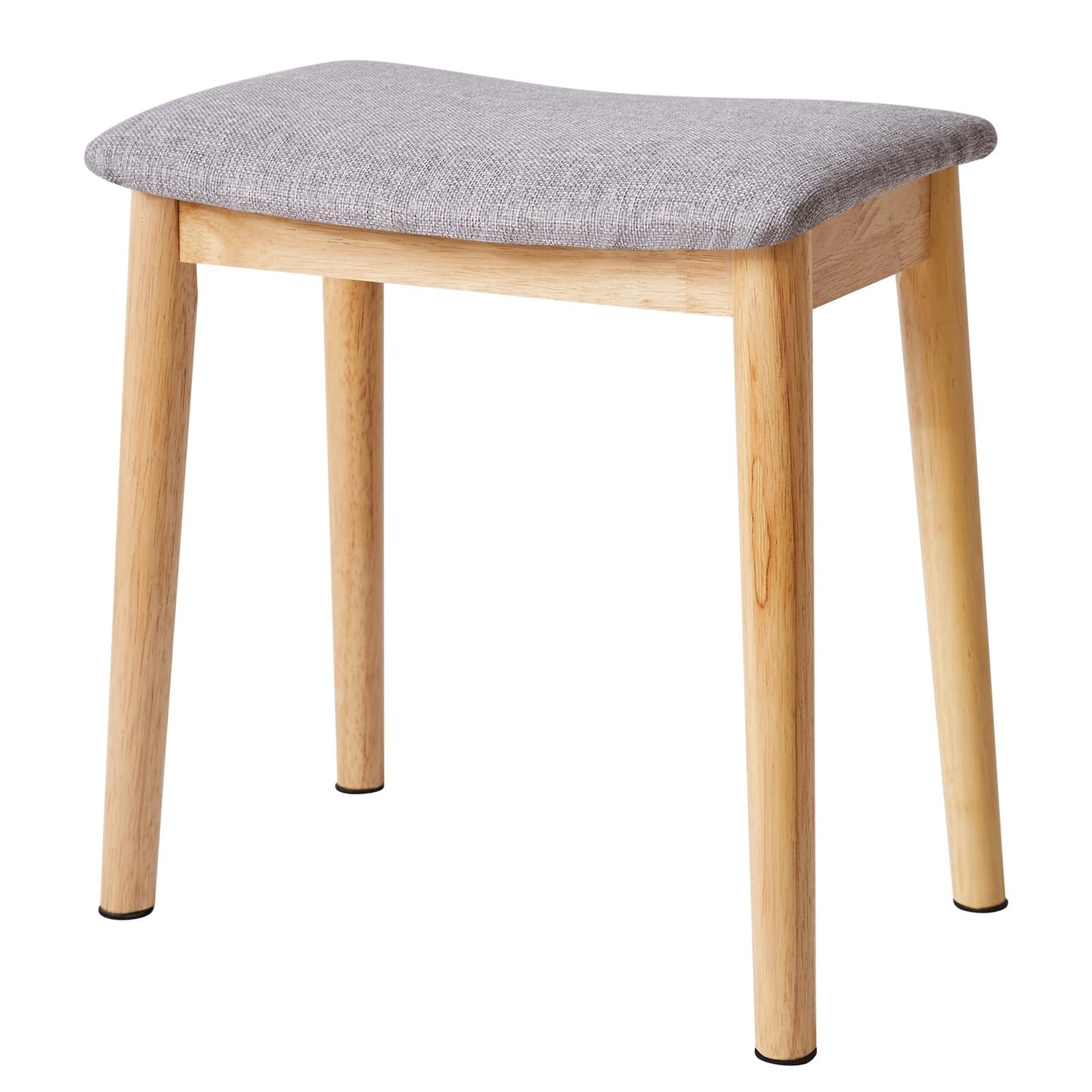 IBUYKE Saddle Cushion Vanity Stool Chair, Foot Rest Stool with Solid Wood Legs, Modern Vanity Bench Ottoman for Piano, Upholstered Seat for Bedroom, Entryway, Wooden Legs&Light Gray WBD007NG