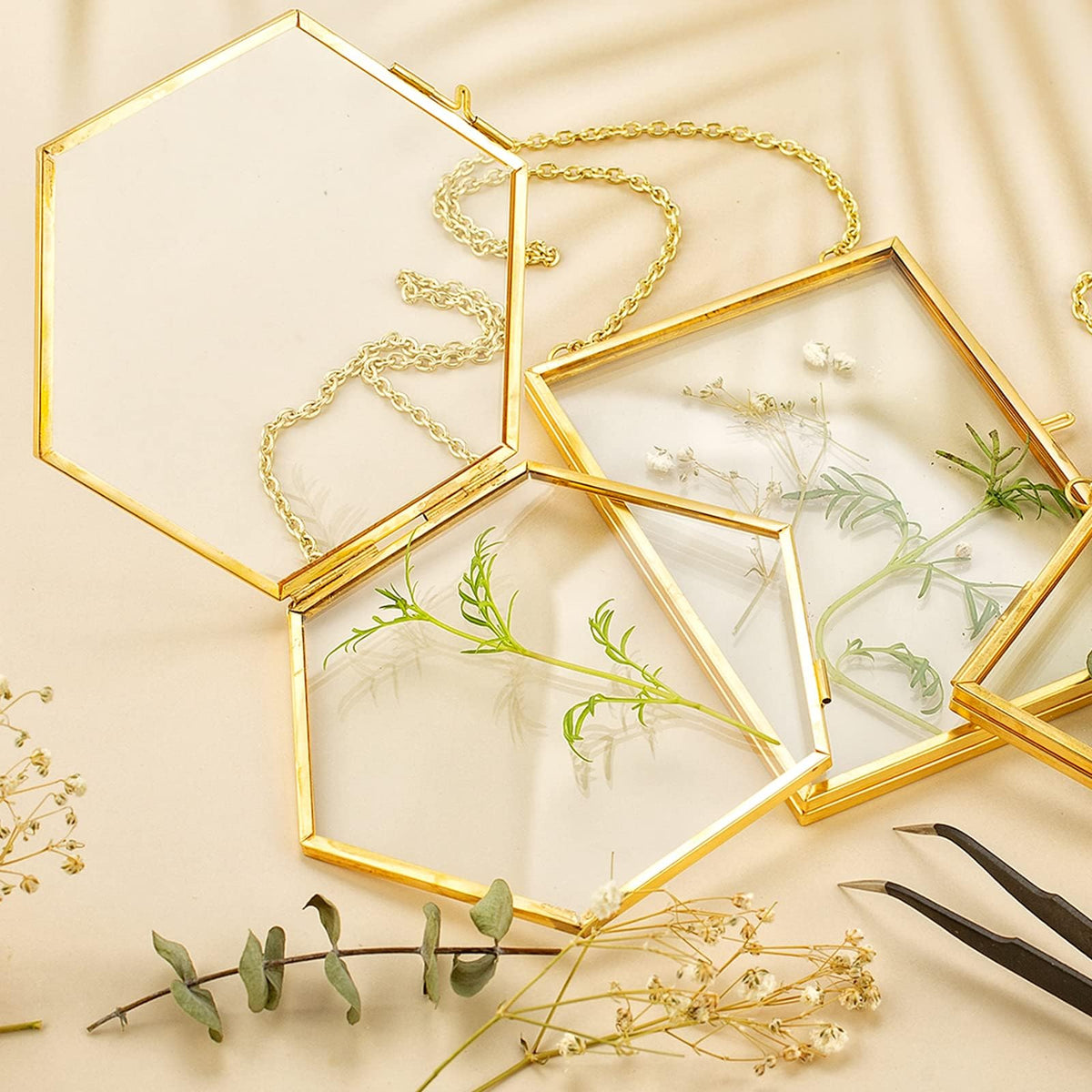 FOCHIER F 3pcs Pressed Flower Frames FC-US-Frames-T3-0108GoldHua
