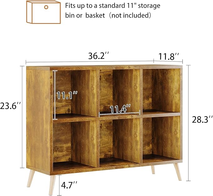 6 Cube Storage Organizer, Wood Bookcase