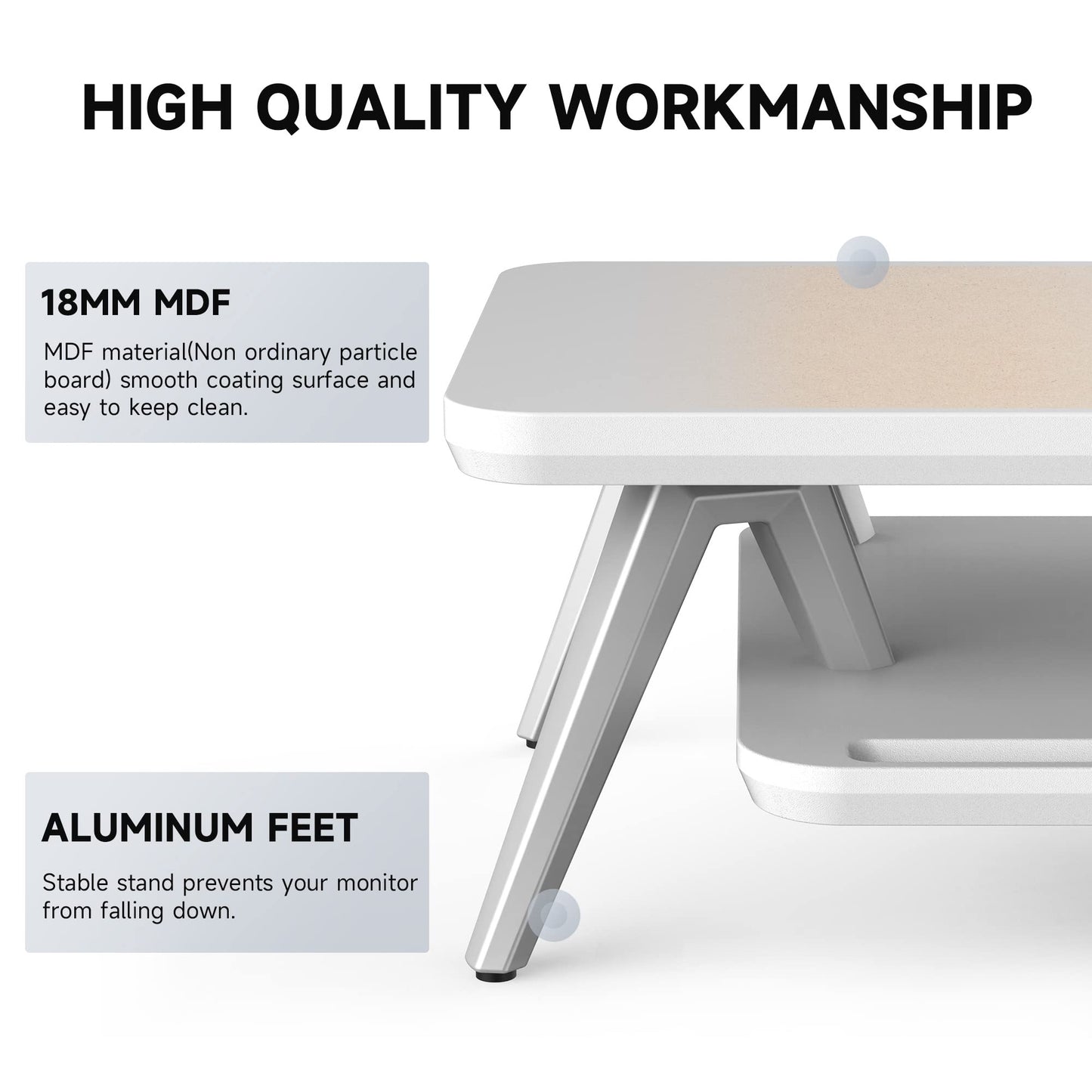 Fenge Monitor Stand, Monitor Stands Riser for Desk, 23.6 Inch Wood Desk Shelf with Storage Organizer and Cable Management for Office Desk Accessories
