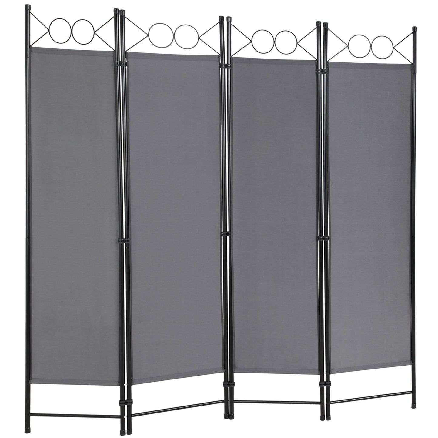 4 Panel Room Divider 6FT Steel Frame Screen Folding Privacy Divider Freestanding Partition for Home Office Bedroom,Light Grey