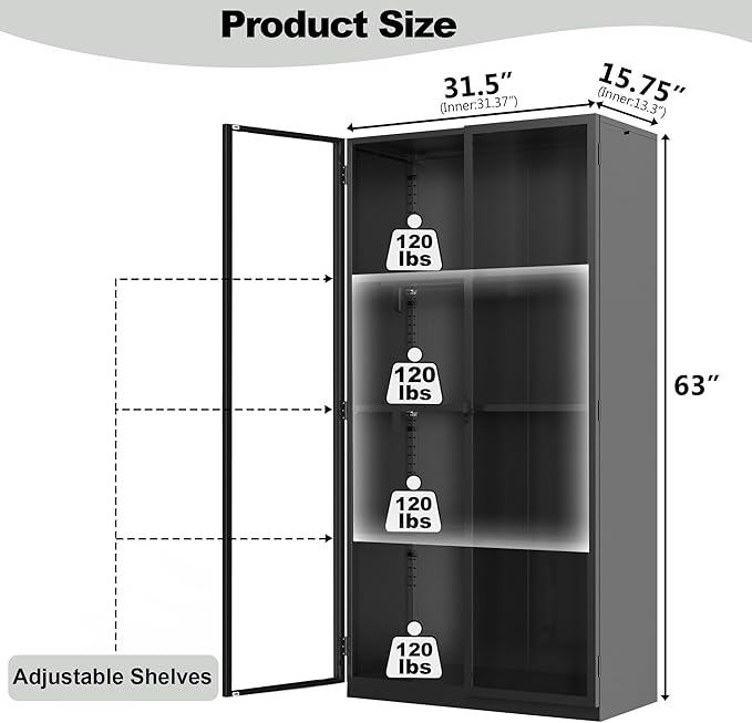 Kelueo 63" H Display Cabinet