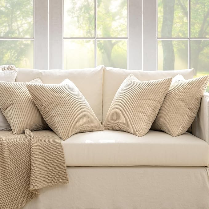 MIULEE Boho Farmhouse Throw Pillow Covers 18x18 Inch Set of 4 Mordern Nordic